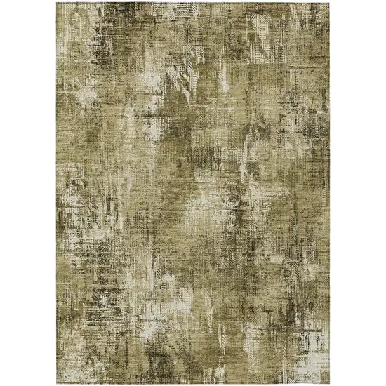 Brown Taupe And Ivory Abstract Washable Indoor Outdoor Area Rug Photo 1