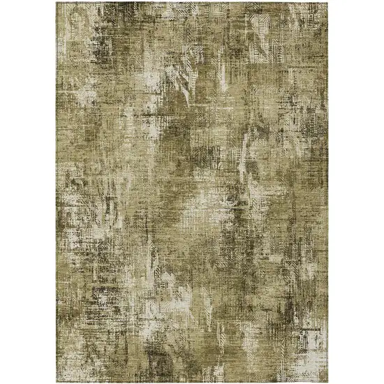 Brown Taupe And Ivory Abstract Washable Indoor Outdoor Area Rug Photo 1