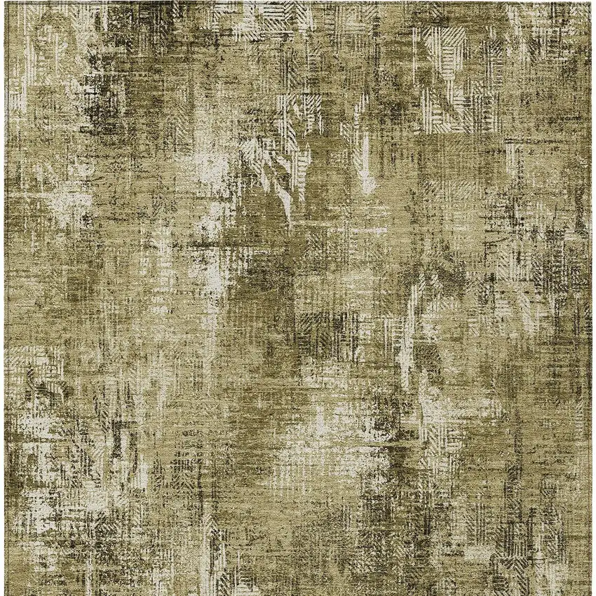 Brown Taupe And Ivory Abstract Washable Indoor Outdoor Area Rug Photo 5