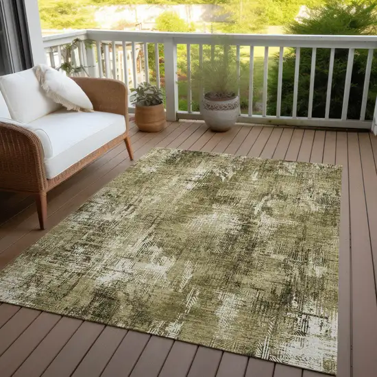 Brown Taupe And Ivory Abstract Washable Indoor Outdoor Area Rug Photo 7