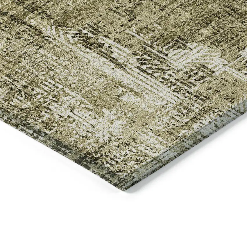Brown Taupe And Ivory Abstract Washable Indoor Outdoor Area Rug Photo 4