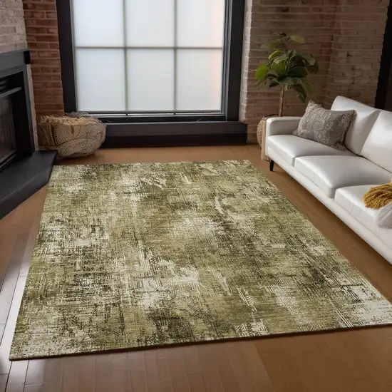Brown Taupe And Ivory Abstract Washable Indoor Outdoor Area Rug Photo 7