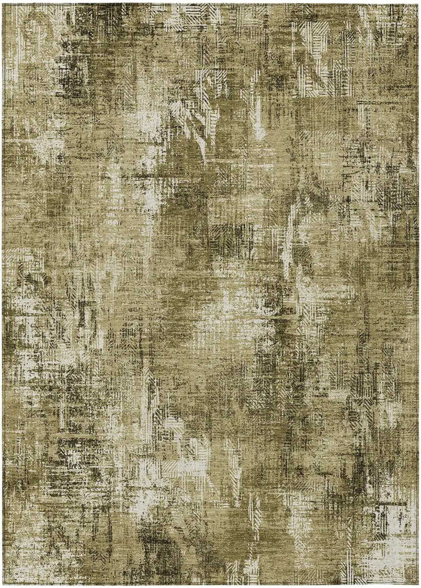 Brown Taupe And Ivory Abstract Washable Indoor Outdoor Area Rug Photo 2