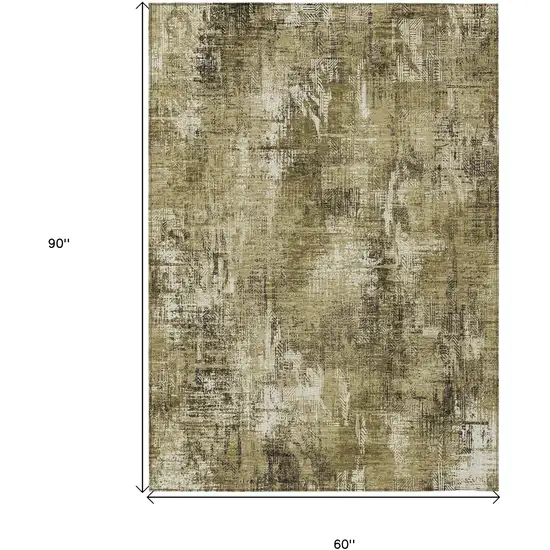 Brown Taupe And Ivory Abstract Washable Indoor Outdoor Area Rug Photo 9