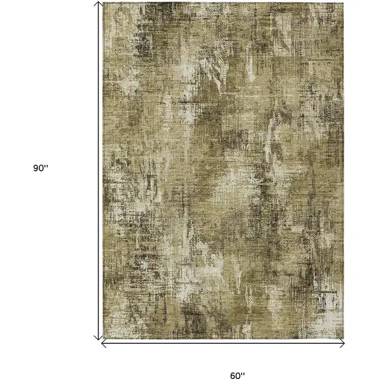 Brown Taupe And Ivory Abstract Washable Indoor Outdoor Area Rug Photo 9