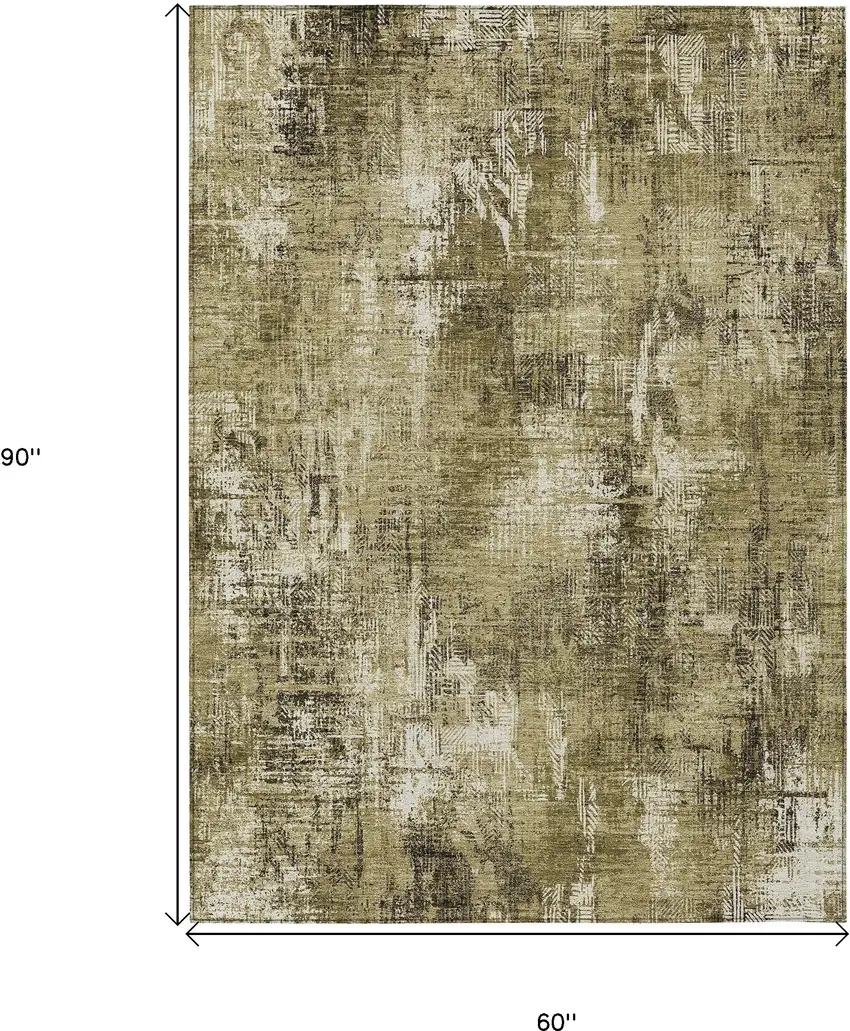 Brown Taupe And Ivory Abstract Washable Indoor Outdoor Area Rug Photo 9
