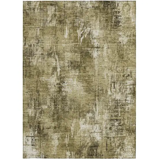 Brown Taupe And Ivory Abstract Washable Indoor Outdoor Area Rug Photo 5