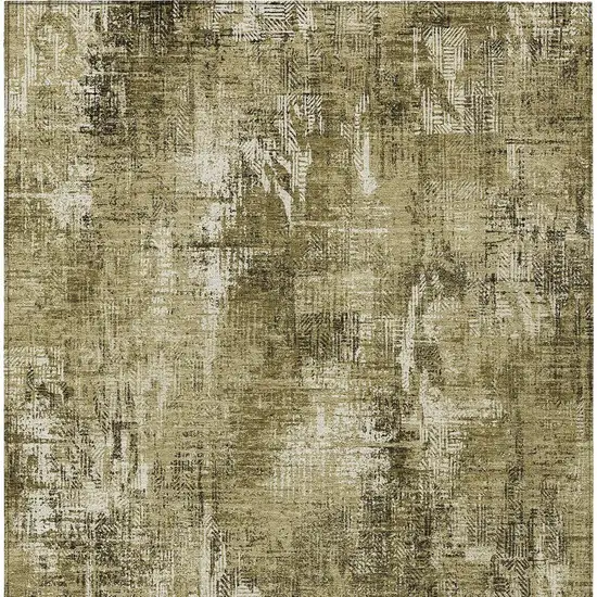 Brown Taupe And Ivory Abstract Washable Indoor Outdoor Area Rug Photo 5