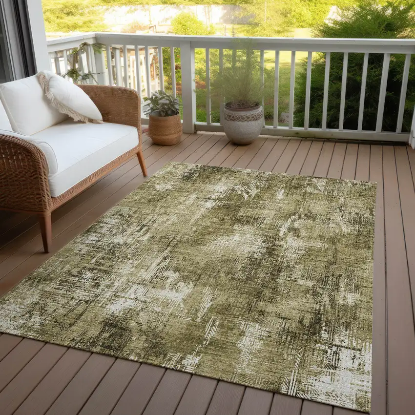 Brown Taupe And Ivory Abstract Washable Indoor Outdoor Area Rug Photo 6