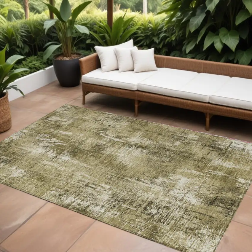 Brown Taupe And Ivory Abstract Washable Indoor Outdoor Area Rug Photo 1