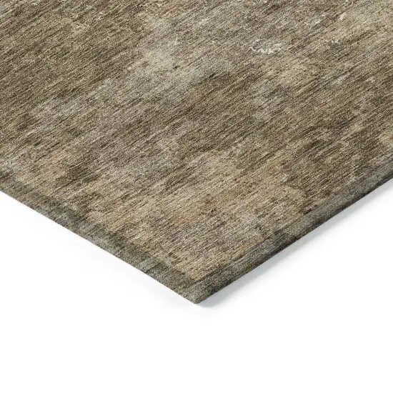 Brown Taupe And Ivory Floral Washable Indoor Outdoor Area Rug Photo 5
