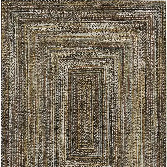 Brown Taupe And Ivory Geometric Washable Indoor Outdoor Area Rug Photo 4