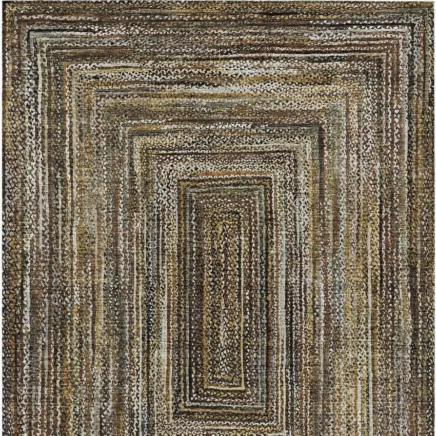 Brown Taupe And Ivory Geometric Washable Indoor Outdoor Area Rug Photo 4