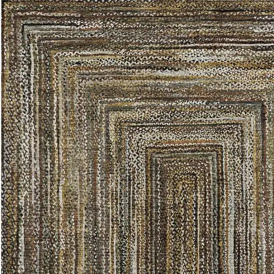 Brown Taupe And Ivory Geometric Washable Indoor Outdoor Area Rug Photo 4