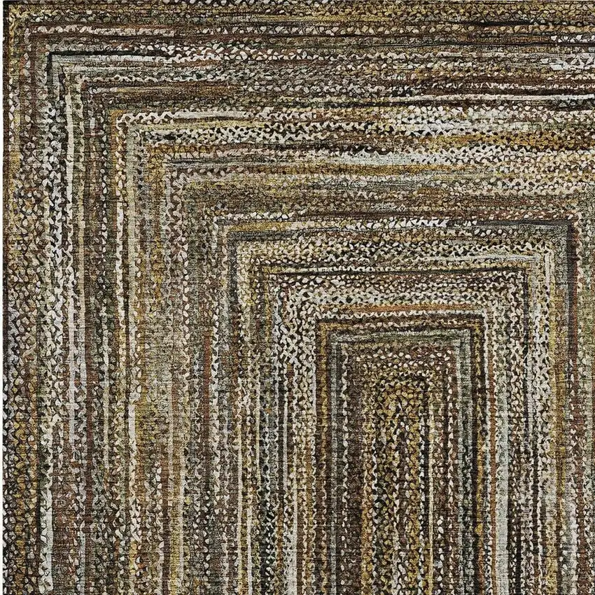 Brown Taupe And Ivory Geometric Washable Indoor Outdoor Area Rug Photo 4