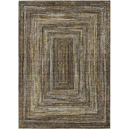 Brown Taupe And Ivory Geometric Washable Indoor Outdoor Area Rug Photo 4