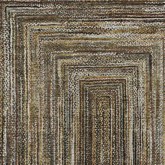 Brown Taupe And Ivory Geometric Washable Indoor Outdoor Area Rug Photo 4