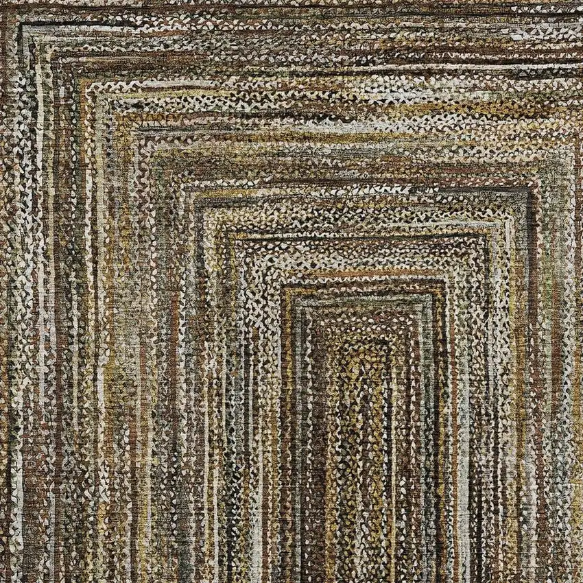 Brown Taupe And Ivory Geometric Washable Indoor Outdoor Area Rug Photo 4