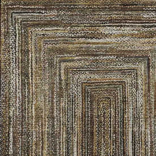 Brown Taupe And Ivory Geometric Washable Indoor Outdoor Area Rug Photo 4