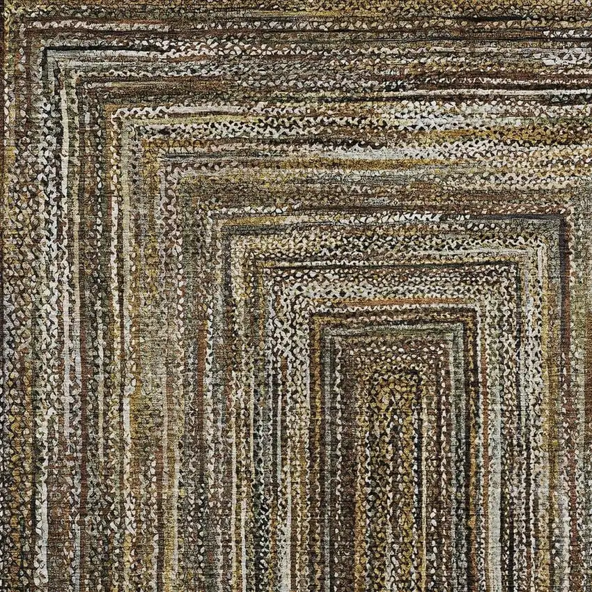 Brown Taupe And Ivory Geometric Washable Indoor Outdoor Area Rug Photo 4