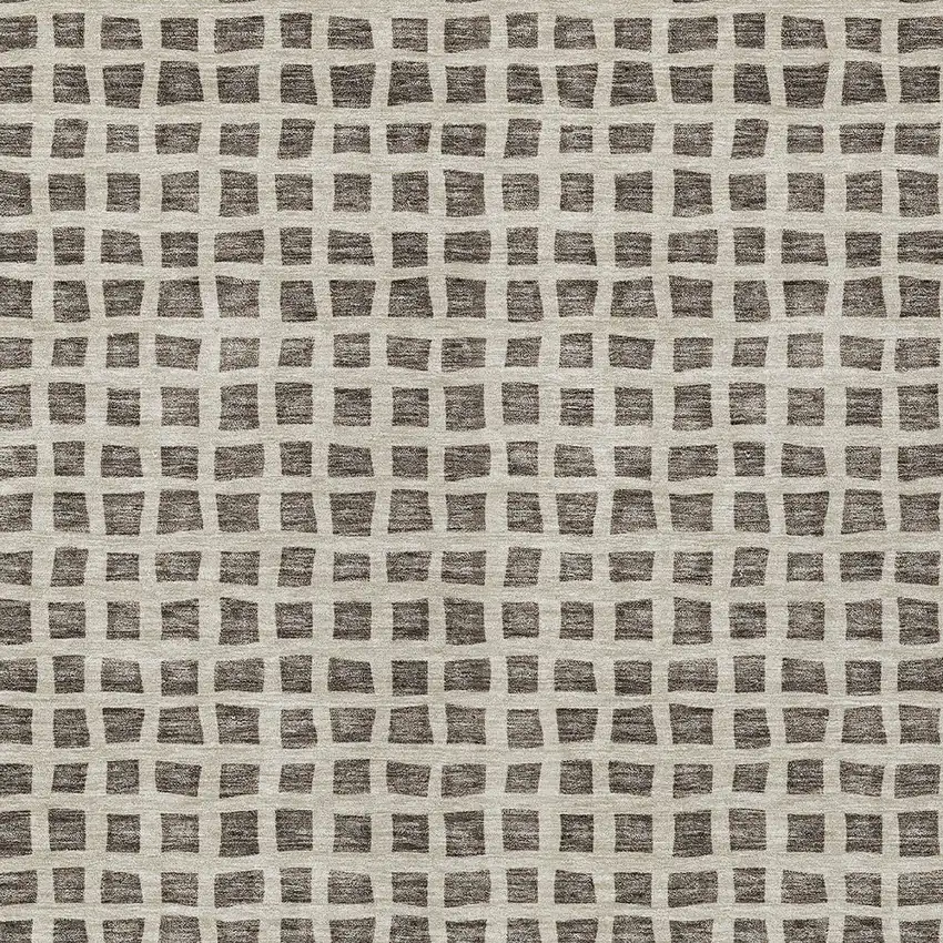 Brown Taupe And Ivory Geometric Washable Indoor Outdoor Area Rug Photo 5