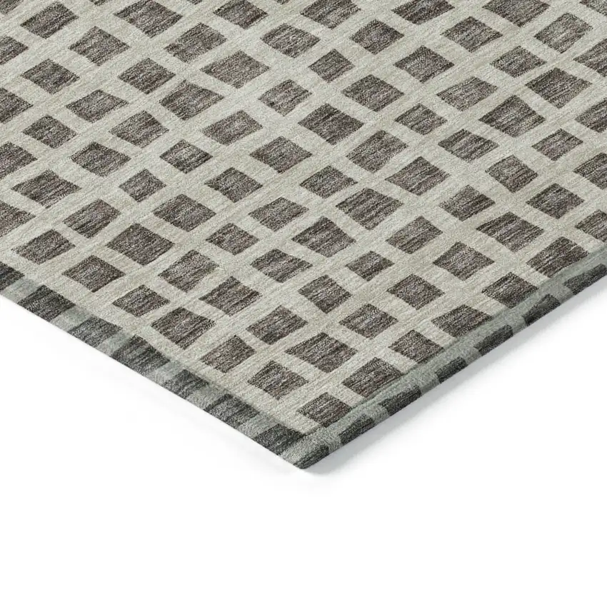 Brown Taupe And Ivory Geometric Washable Indoor Outdoor Area Rug Photo 3