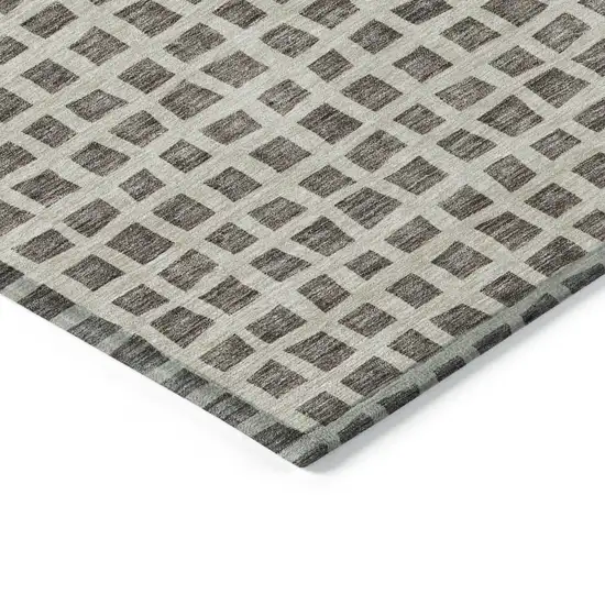 Brown Taupe And Ivory Geometric Washable Indoor Outdoor Area Rug Photo 3