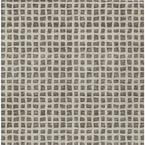 Brown Taupe And Ivory Geometric Washable Indoor Outdoor Area Rug Photo 6