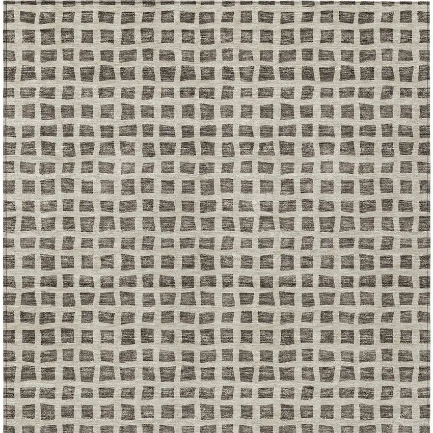 Brown Taupe And Ivory Geometric Washable Indoor Outdoor Area Rug Photo 7