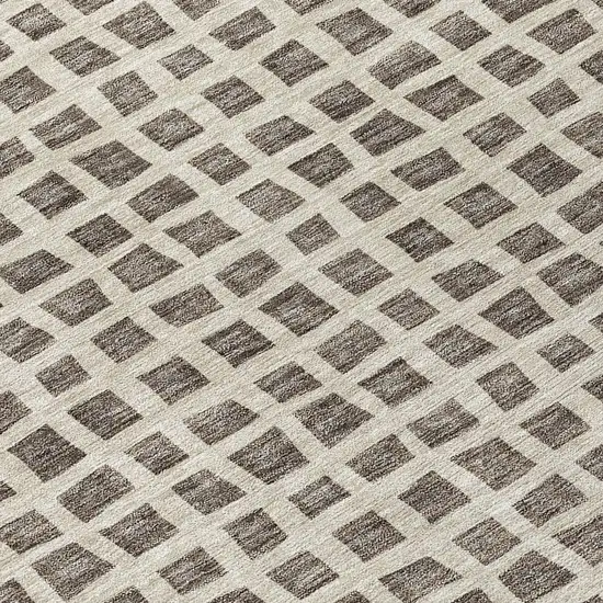 Brown Taupe And Ivory Geometric Washable Indoor Outdoor Area Rug Photo 4