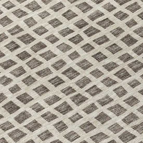 Brown Taupe And Ivory Geometric Washable Indoor Outdoor Area Rug Photo 4