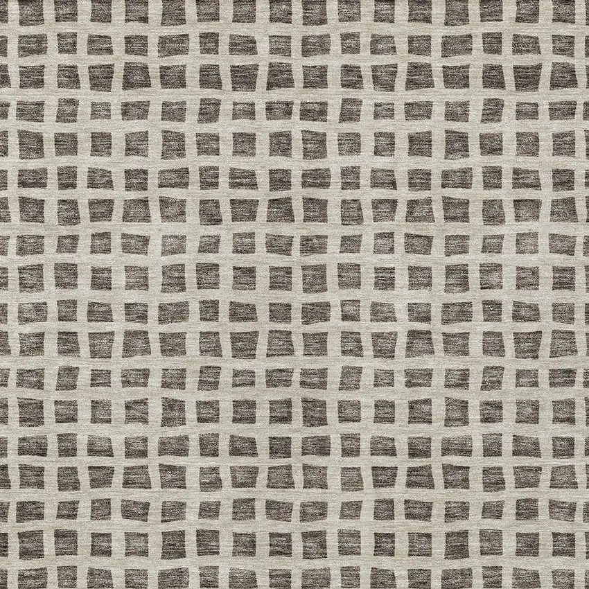 Brown Taupe And Ivory Geometric Washable Indoor Outdoor Area Rug Photo 6