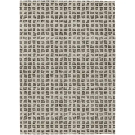 Brown Taupe And Ivory Geometric Washable Indoor Outdoor Area Rug Photo 1