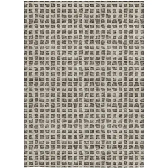 Brown Taupe And Ivory Geometric Washable Indoor Outdoor Area Rug Photo 5