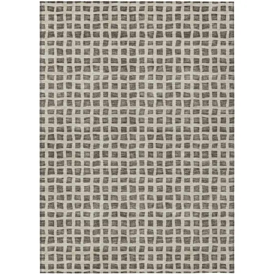 Brown Taupe And Ivory Geometric Washable Indoor Outdoor Area Rug Photo 1