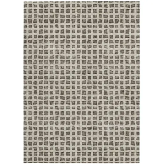 Brown Taupe And Ivory Geometric Washable Indoor Outdoor Area Rug Photo 5