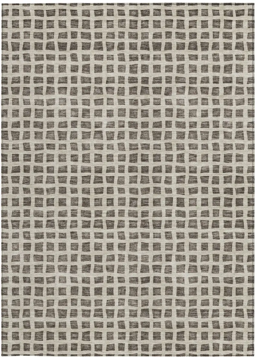 Brown Taupe And Ivory Geometric Washable Indoor Outdoor Area Rug Photo 5