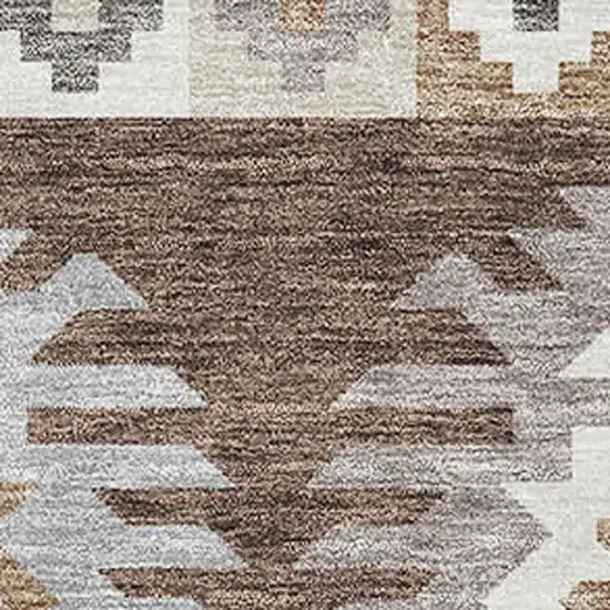 Brown Taupe And Ivory Southwestern Washable Area Rug With UV Protection Photo 2