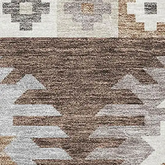 Brown Taupe And Ivory Southwestern Washable Area Rug With UV Protection Photo 2