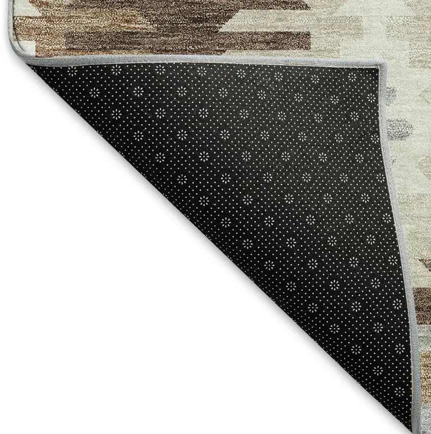 Brown Taupe And Ivory Southwestern Washable Area Rug With UV Protection Photo 6