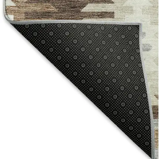 Brown Taupe And Ivory Southwestern Washable Area Rug With UV Protection Photo 6