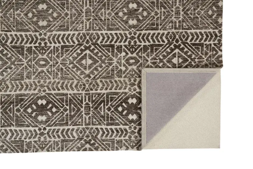 Brown Taupe And Ivory Striped Stain Resistant Area Rug Photo 2