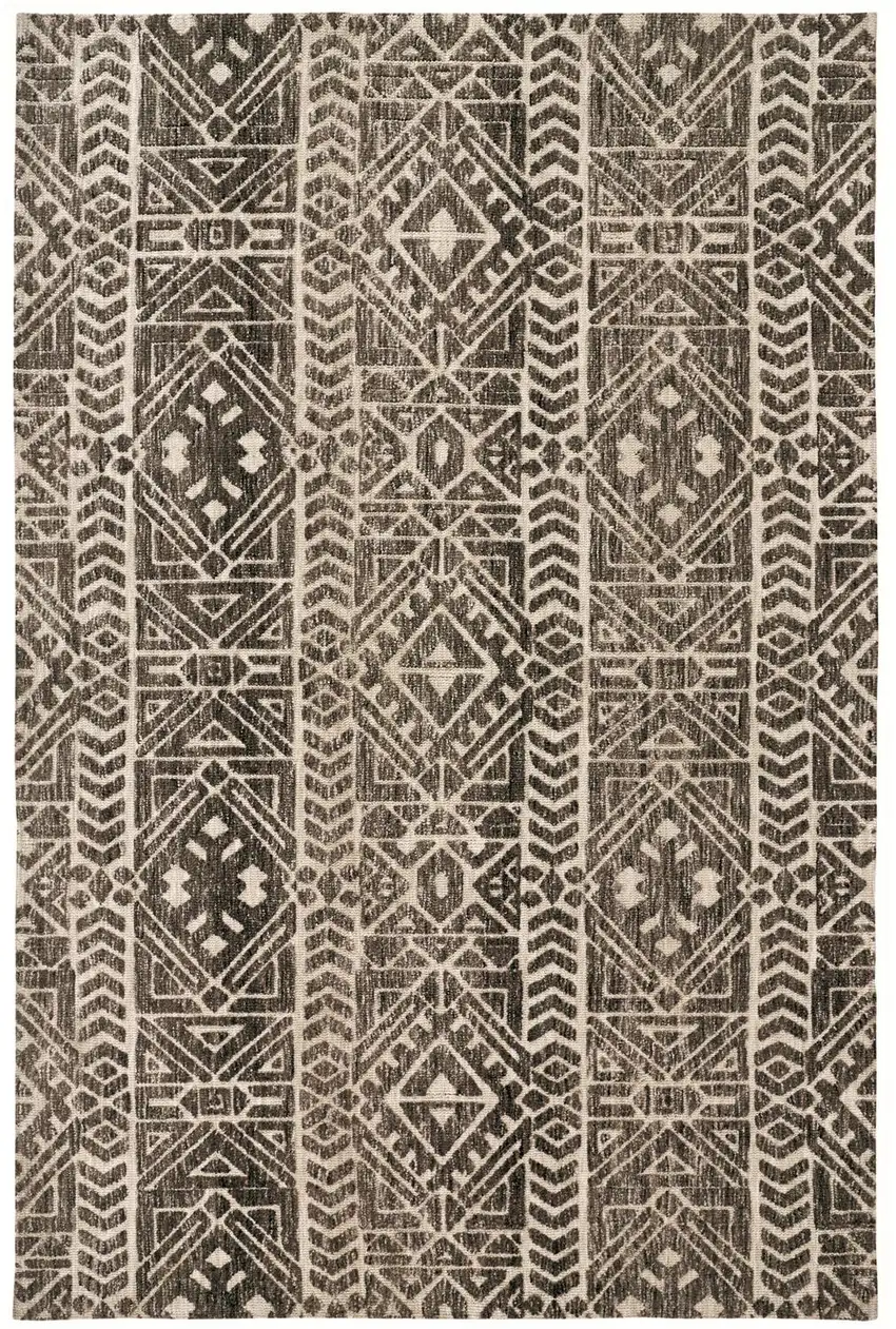 Brown Taupe And Ivory Striped Stain Resistant Area Rug Photo 1