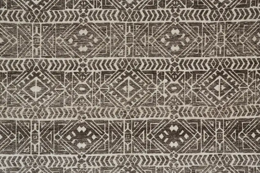 Brown Taupe And Ivory Striped Stain Resistant Area Rug Photo 5