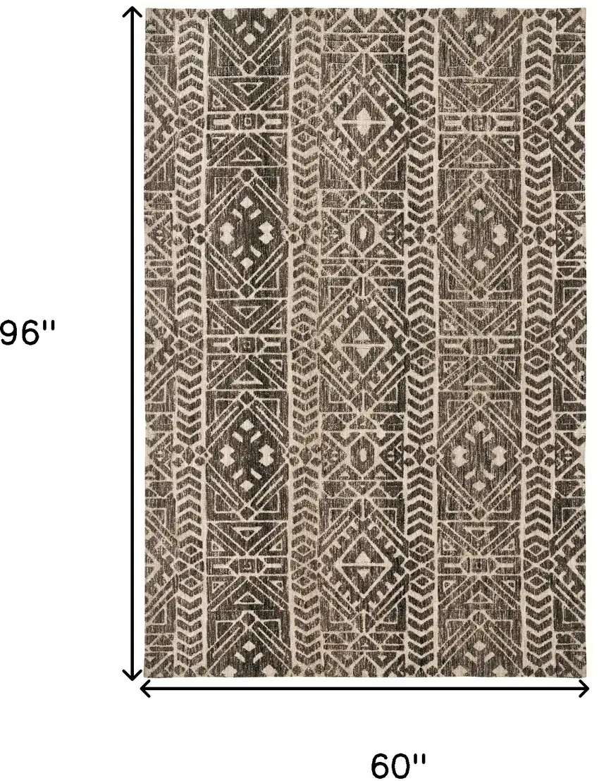 Brown Taupe And Ivory Striped Stain Resistant Area Rug Photo 9