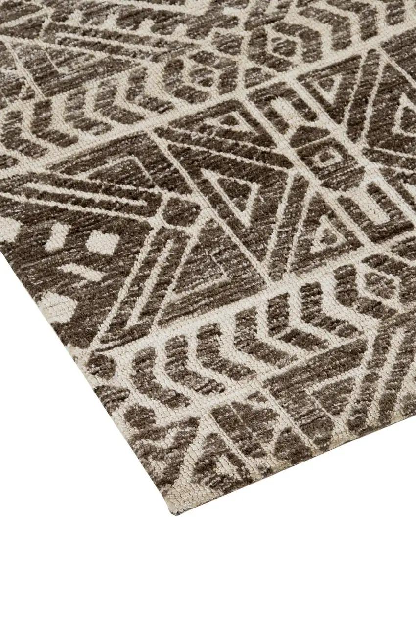 Brown Taupe And Ivory Striped Stain Resistant Area Rug Photo 5