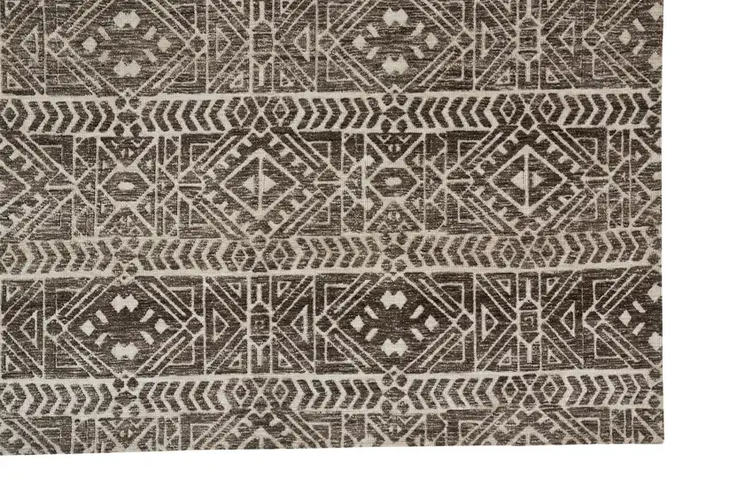 Brown Taupe And Ivory Striped Stain Resistant Area Rug Photo 2