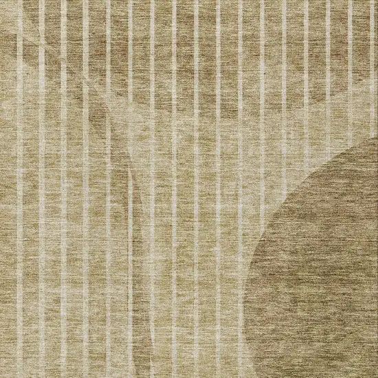 Brown Taupe And Ivory Striped Washable Indoor Outdoor Area Rug Photo 4