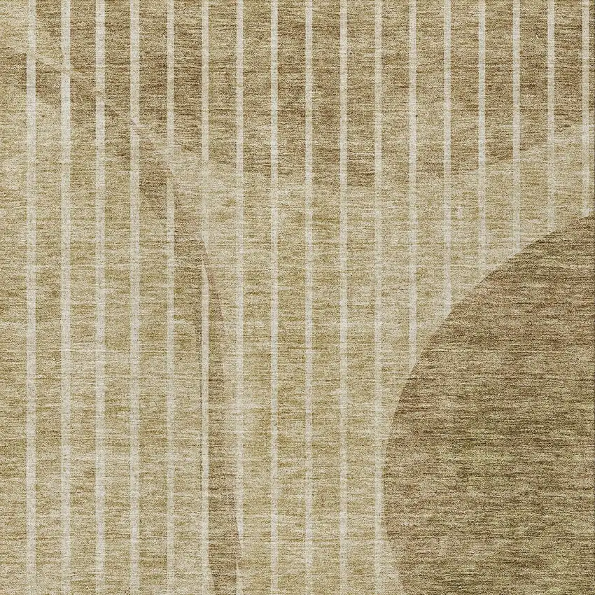 Brown Taupe And Ivory Striped Washable Indoor Outdoor Area Rug Photo 4
