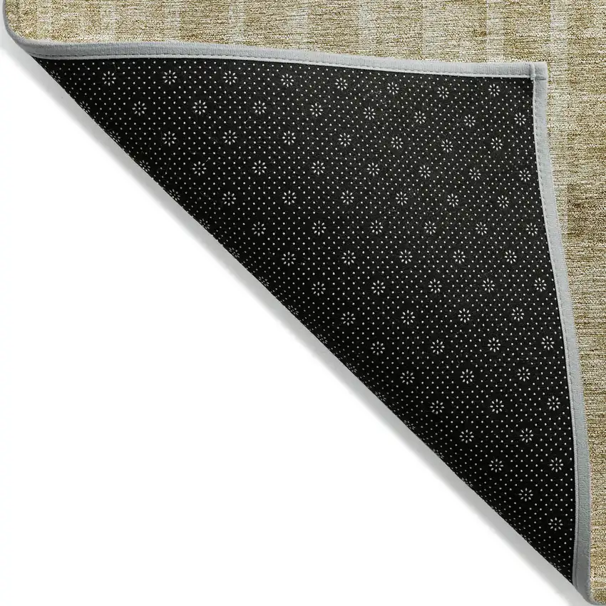 Brown Taupe And Ivory Striped Washable Indoor Outdoor Area Rug Photo 2
